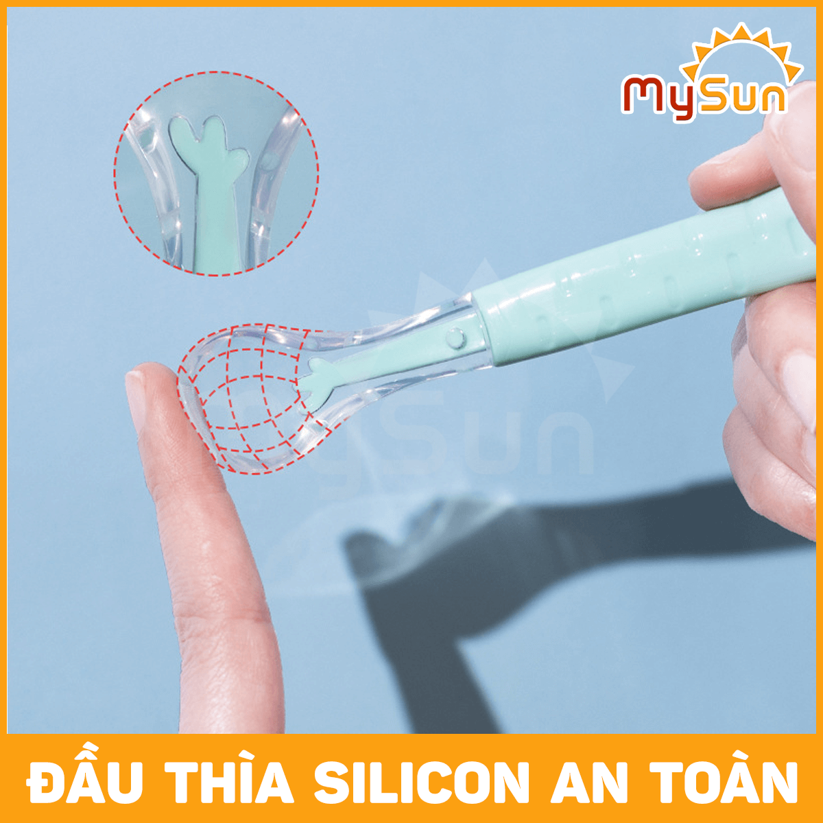 Thìa muỗng Silicone ăn dặm Silicon cho bé inox nạo trái cây hoa quả MySun