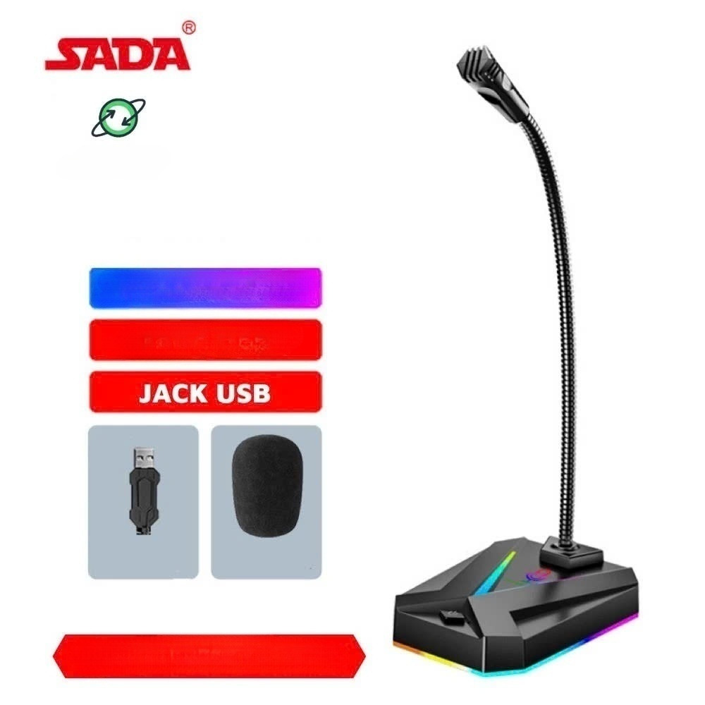 Microphone Led RGB kết nối USB cho máy tính tiktok video livestream Học Online Chơi Micro - hàng nhập khẩu