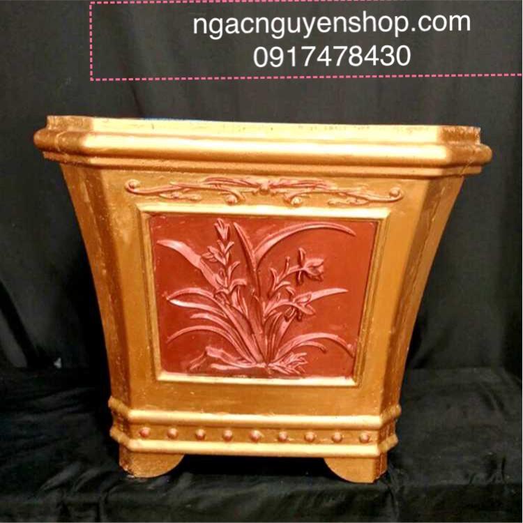 Khuôn chậu vuông vát góc ngang 57cm chéo góc 70cm cao 50cm