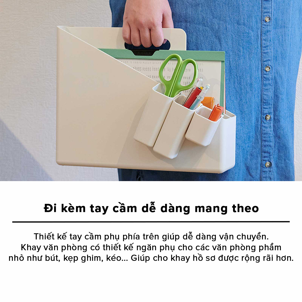 TENMA Khay Nhựa Văn Phòng Phẩm Vazzo JAPAN QUALITY, Có Tay Cầm, Chất Liệu Dẻo Dai