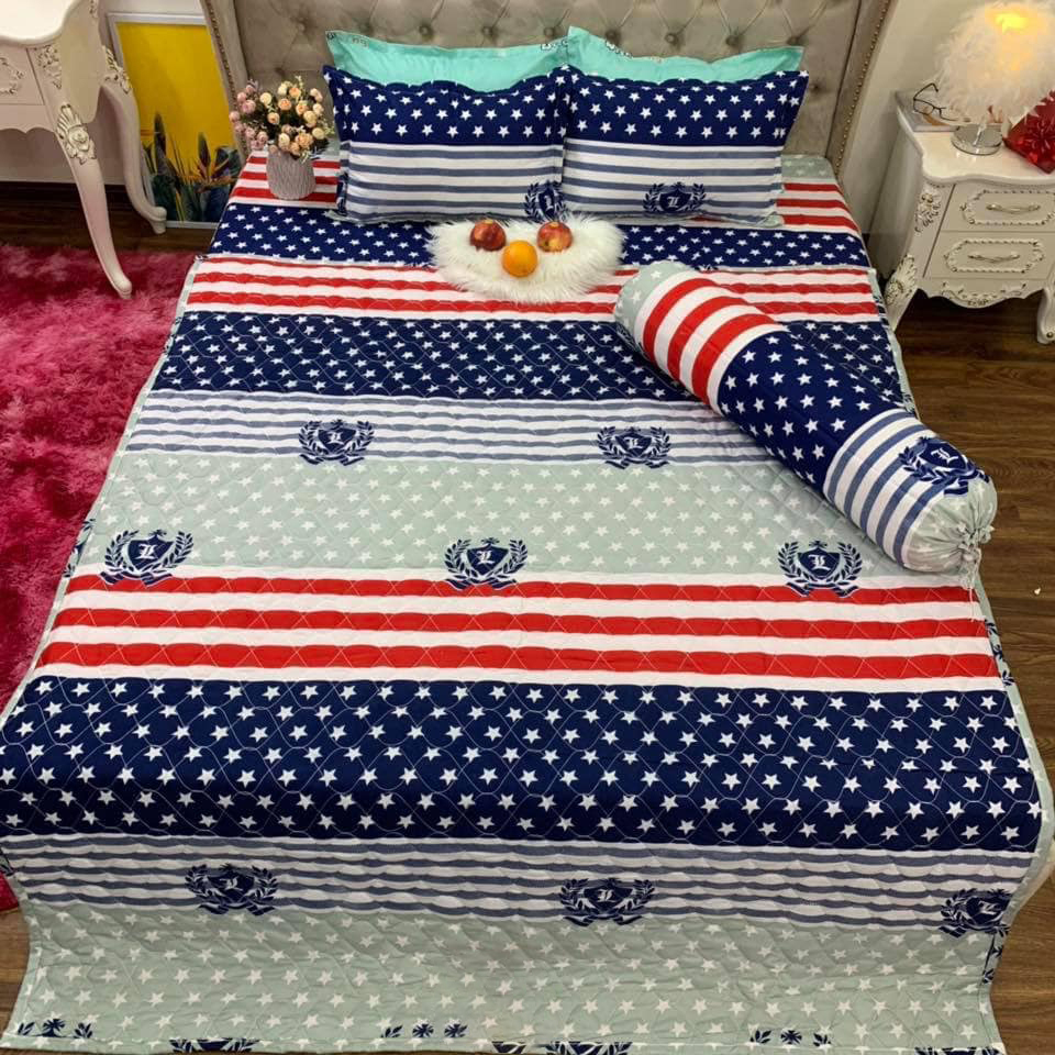 Chăn Hè Cờ Mỹ Chất liệu Cotton Poly Phong Cách Hàn Quốc kích thước 1M8x2M