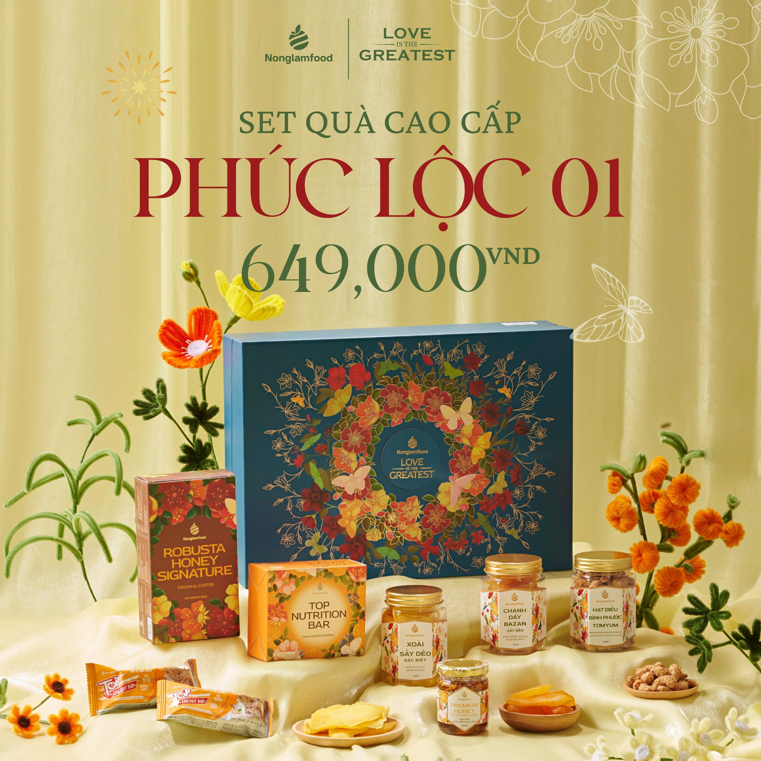 Set quà tết cao cấp Tết Phúc Lộc 1 Nonglamfood | Quà tặng cao cấp Xuân Giáp Thìn cho người thân, bạn bè, doanh nghiệp