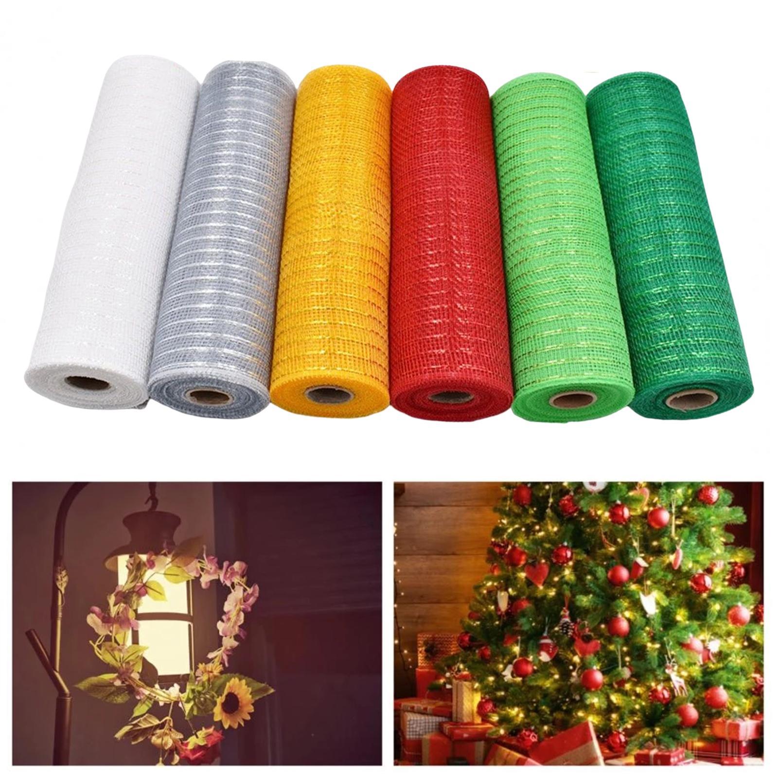 6 Rolls 10"x10 yds Mesh Ribbon Foil Rolls Wreath Decors