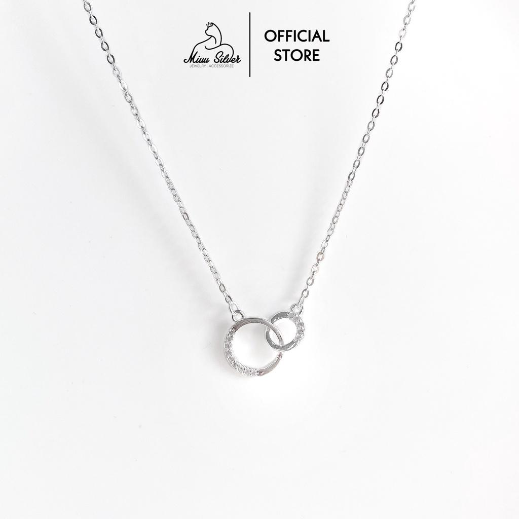 Dây chuyền bạc 2 vòng tròn đính đá, vòng cổ nữ Miuu Silver Double Circle Necklace