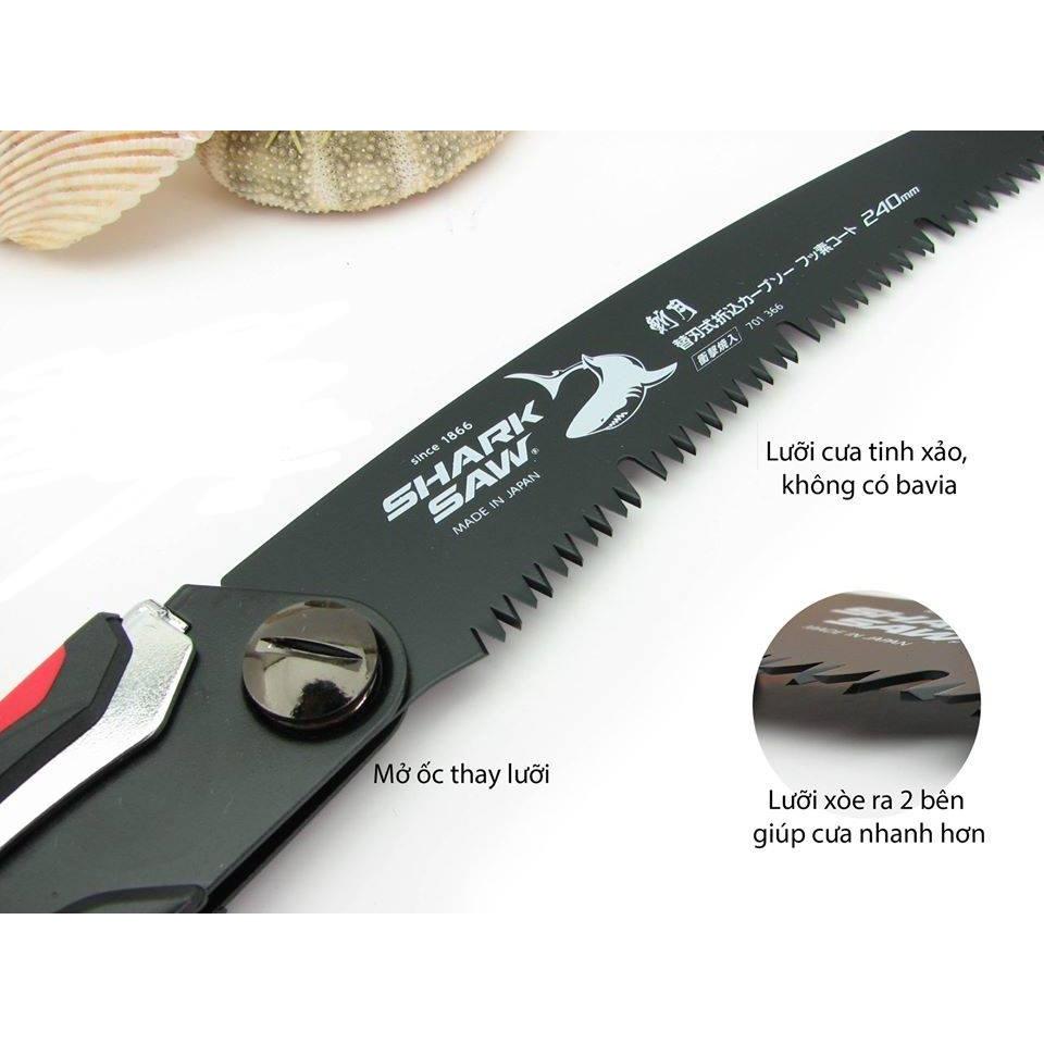 Cưa Cây Xếp Cong Takagi Shark Saw FC210 Phủ Flo Chống Dính Mủ Cây | Lưỡi Có Cửa Sổ Thoát Mạt Cưa | Thép SK-85 | Có Lưỡi Cưa Thay Thế Dự Phòng