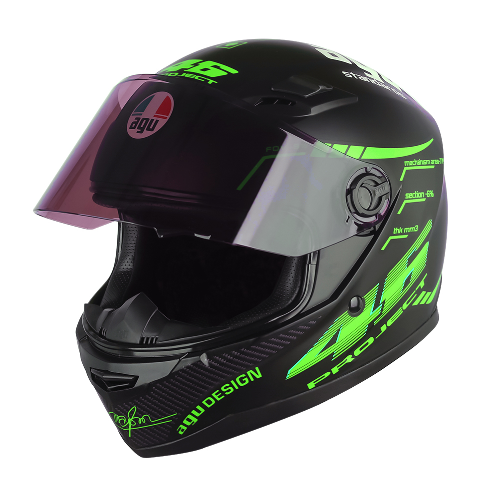 Mũ bảo hiểm Đẹp Moto Fullface Tem 14 Bóng _ Mũ Bảo Hiểm Phượt Fullface AGU có kính chắn gió, chống nắng, chông chói_ Nhiều màu