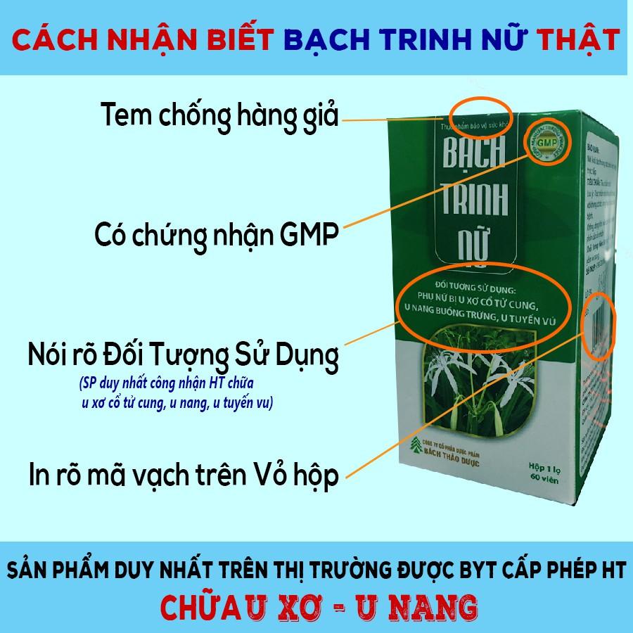 BẠCH TRINH NỮ tiêu u nang, đa nang buồng trứng, u xơ tử cung, viêm tắc vòi trứng, u vú an toàn lành tính (50 viên)