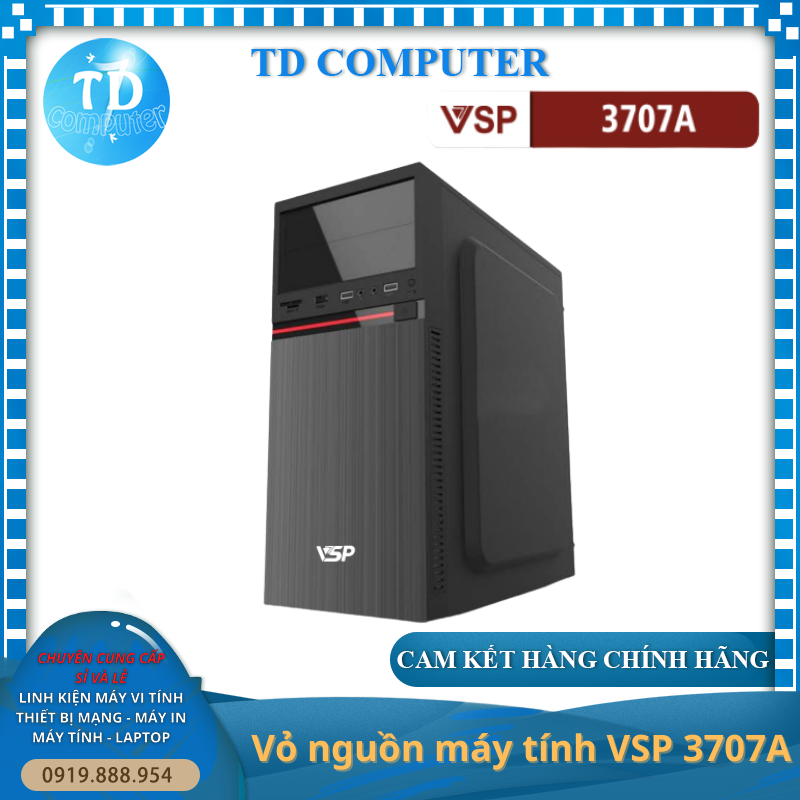 Vỏ máy tính Case VSP 3707 (ATX/Micro-ATX) (Không kèm FAN) - Hàng chính hãng Tech Vision phân phối