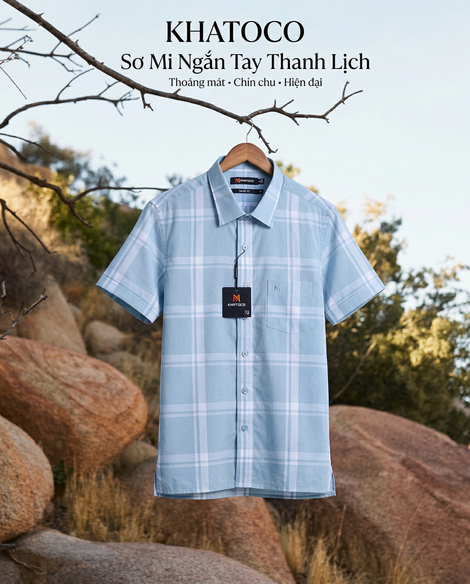 Áo sơ mi tay ngắn Khatoco Sale 350k ( giá tem 438k) (Size S)