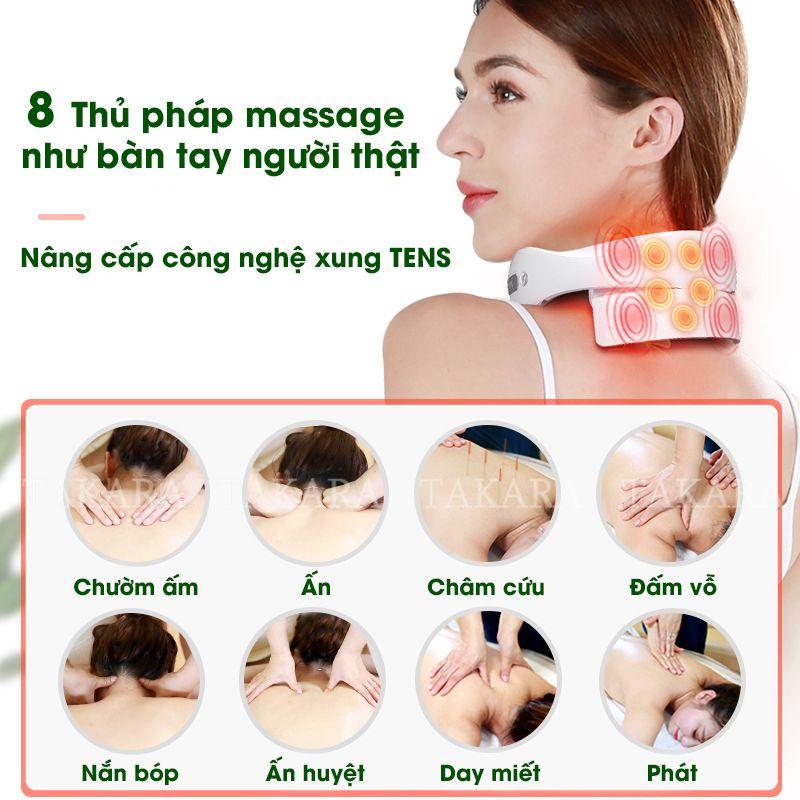 Máy Massage Cổ Vai Gáy, Mát Xa Xung Điện Cùng 5 Đầu Rung Takara Trị Liệu Nhức Mỏi JT88 BH 12 Tháng