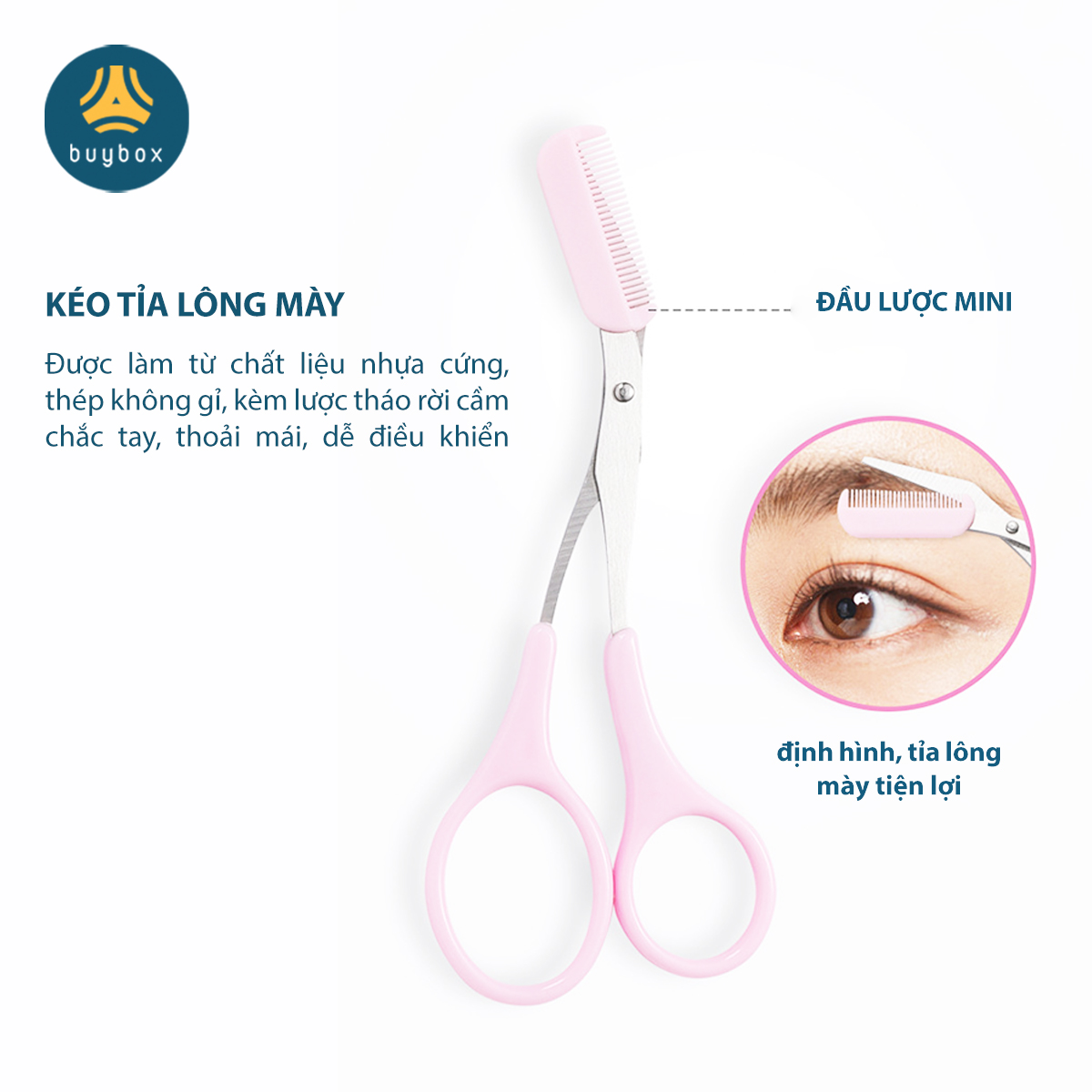 Bộ tỉa lông mày chất liệu nhựa cứng chắc chắn, dễ sử dụng, thiết kế gấp gọn tiện lợi dễ bảo quản - BuyBox -BBPK348