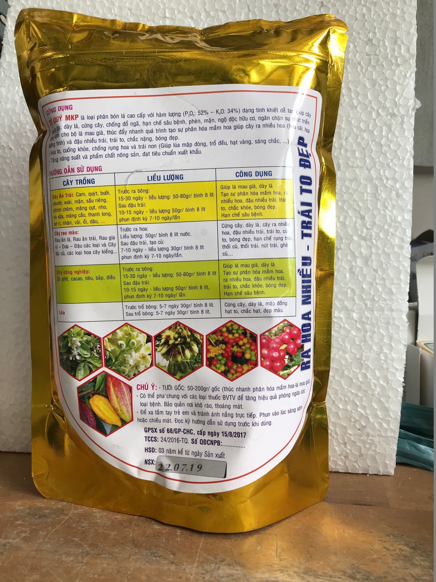 Phân Bón Tứ Quý MKP  0 - 52 - 34 MONO POTASSIUM PHOSPHATE , Giúp Lá Mau Già, Thúc Đẩy Phân Hóa Mầm Hoa (Túi 1kg)