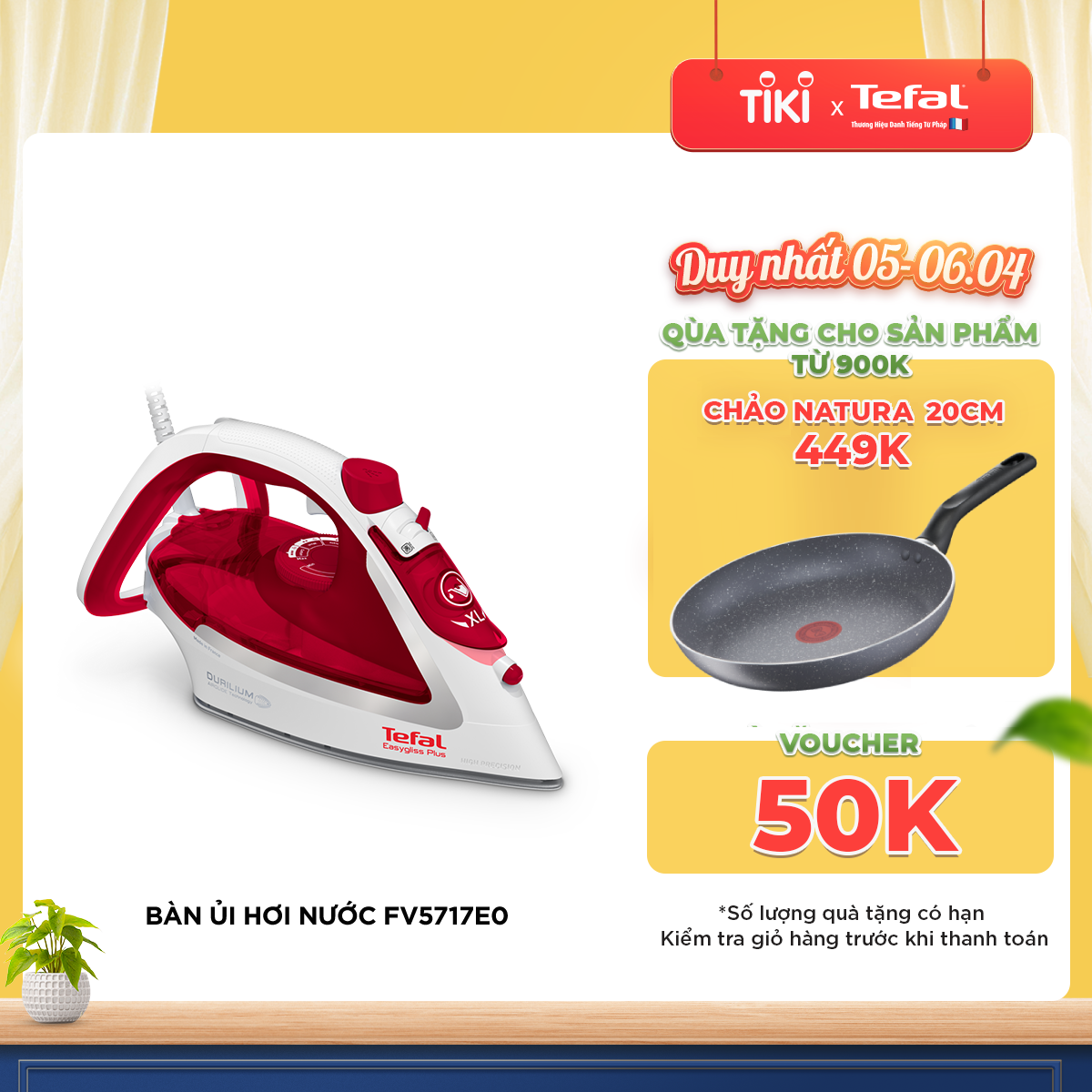 Bàn ủi hơi nước Tefal FV5717E0-2500W, sản xuất tại Pháp - Hàng chính hãng