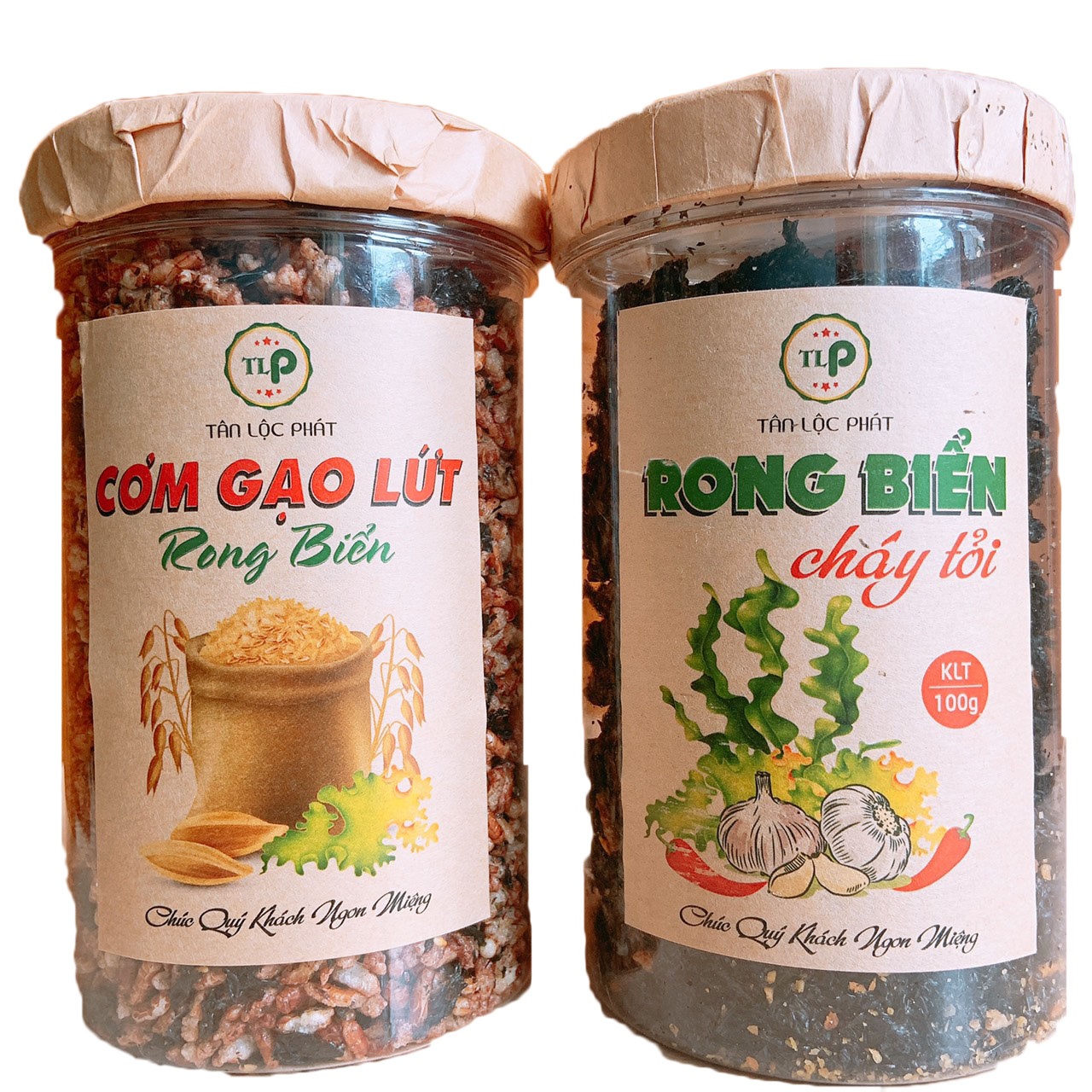 COMBO 2 HŨ RONG BIỂN CHÁY TỎI VÀ CƠM GẠO LỨT RONG BIỂN TLP