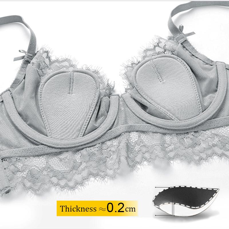 Thời Trang Màu Xám Gợi Cảm Plus Kích Thước Áo Ngực Và Quần Lót Bộ Mỏng Cup Push Up Lót Ren Trong Suốt Đồ Lót Nữ Đen xanh Đỏ