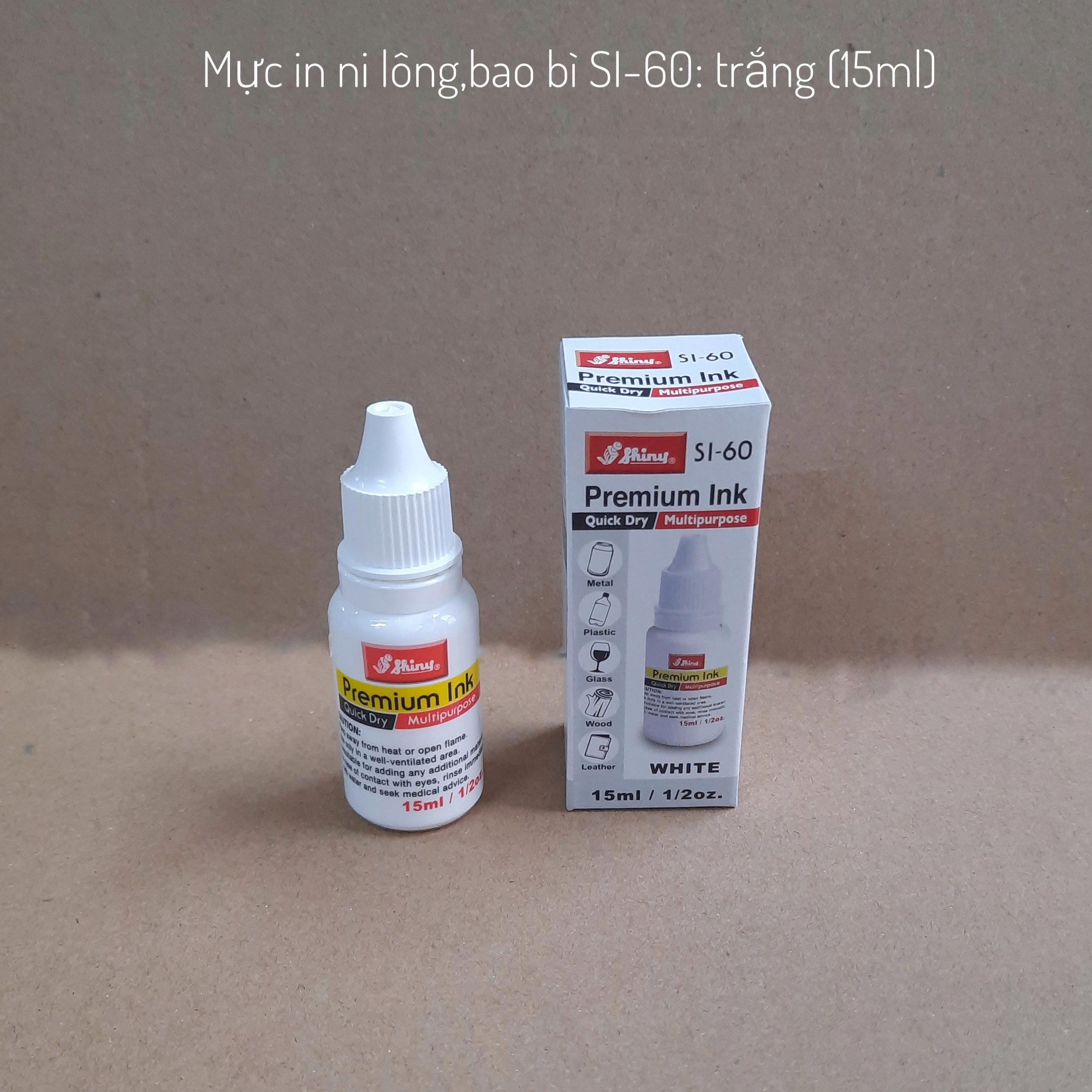 Mực dấu in ni lông,bao bì.in nhanh khô mọi chất liệu shiny (lọ 15ml)