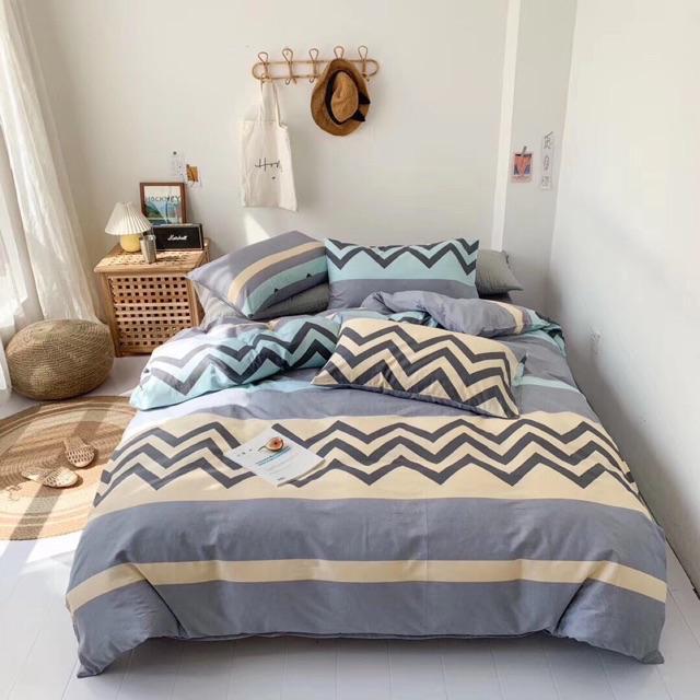 Set Chăn Ga Gối Cotton Living Hàng Nhập Khẩu Cao Cấp 4 Món Hoạ Tiết Độc Đáo