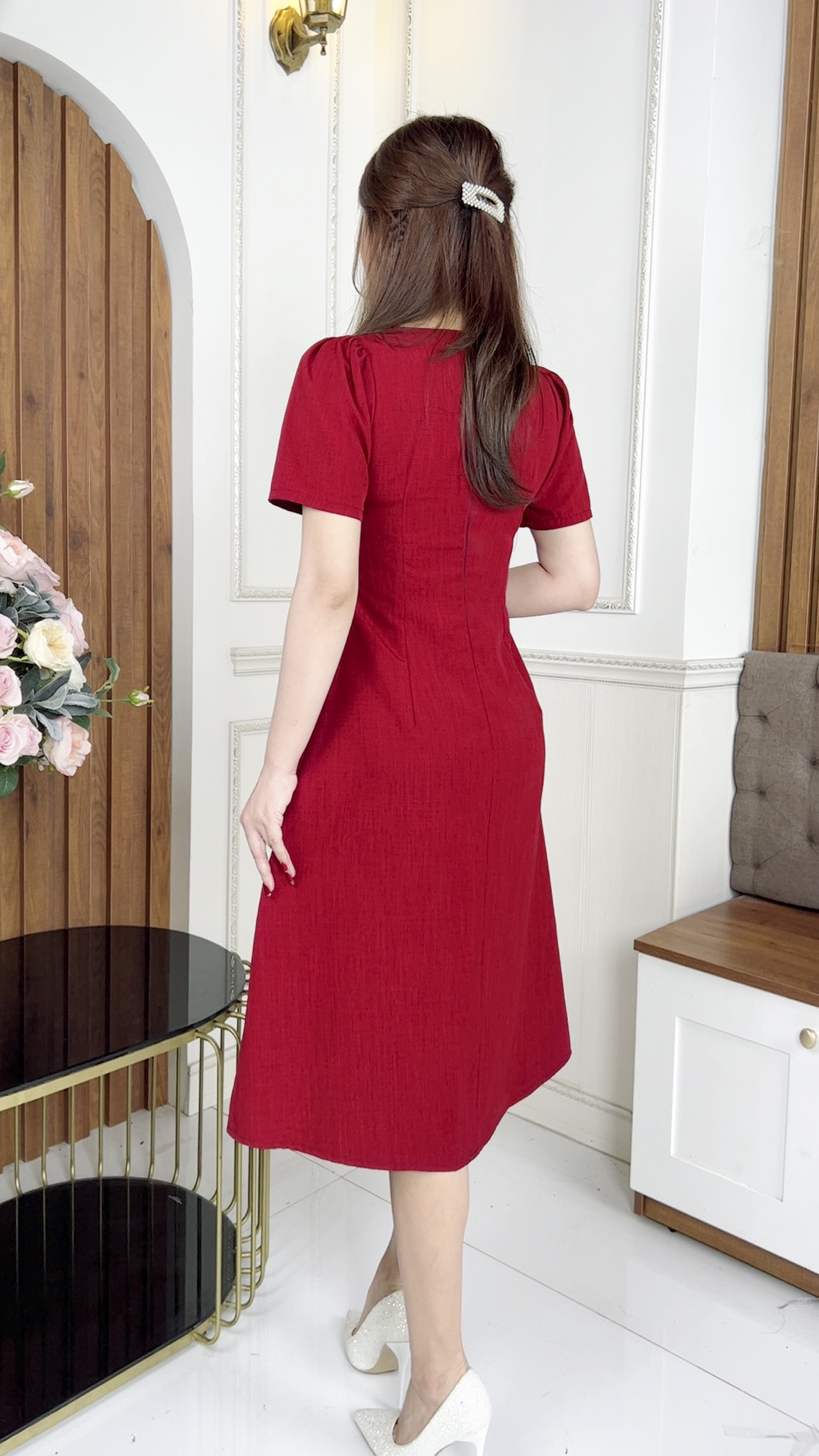 Đầm Quý Bà [ Linh Trà ] (TM 424) Cao Cấp Trang Nhã Thanh Lịch Quý Phái Sang Trọng Đi Làm Đi Tiệc