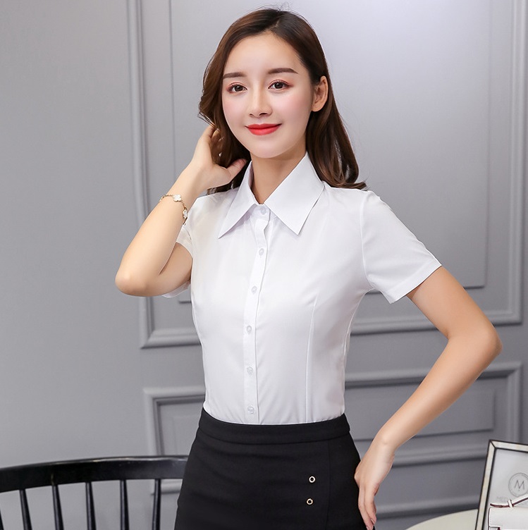 Áo sơ mi trắng nữ ngắn tay, kiểu dáng basic công sở CS25