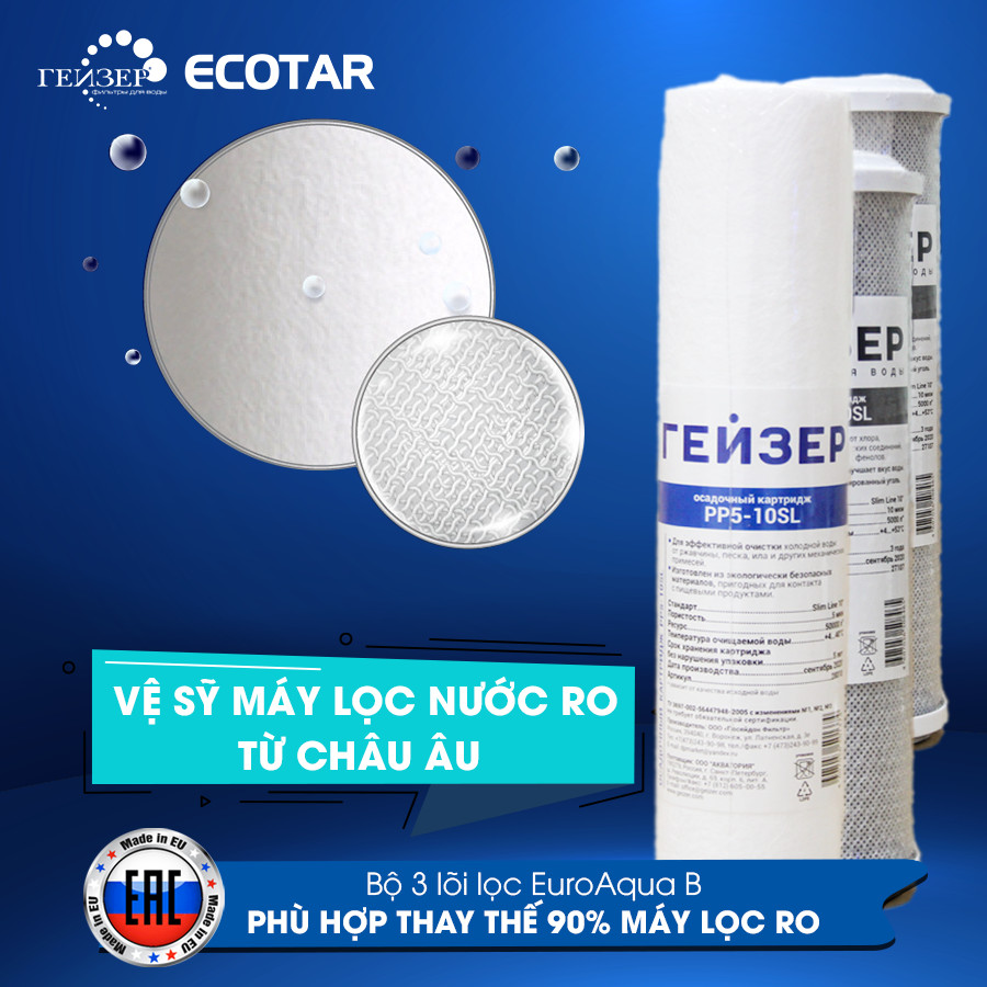 Combo  3 lõi lọc nước 123 dành cho máy lọc nước RO gia đình nhập khẩu nguyên chiếc từ châu Âu by Enterbuy Việt Nam - Hàng chính hãng