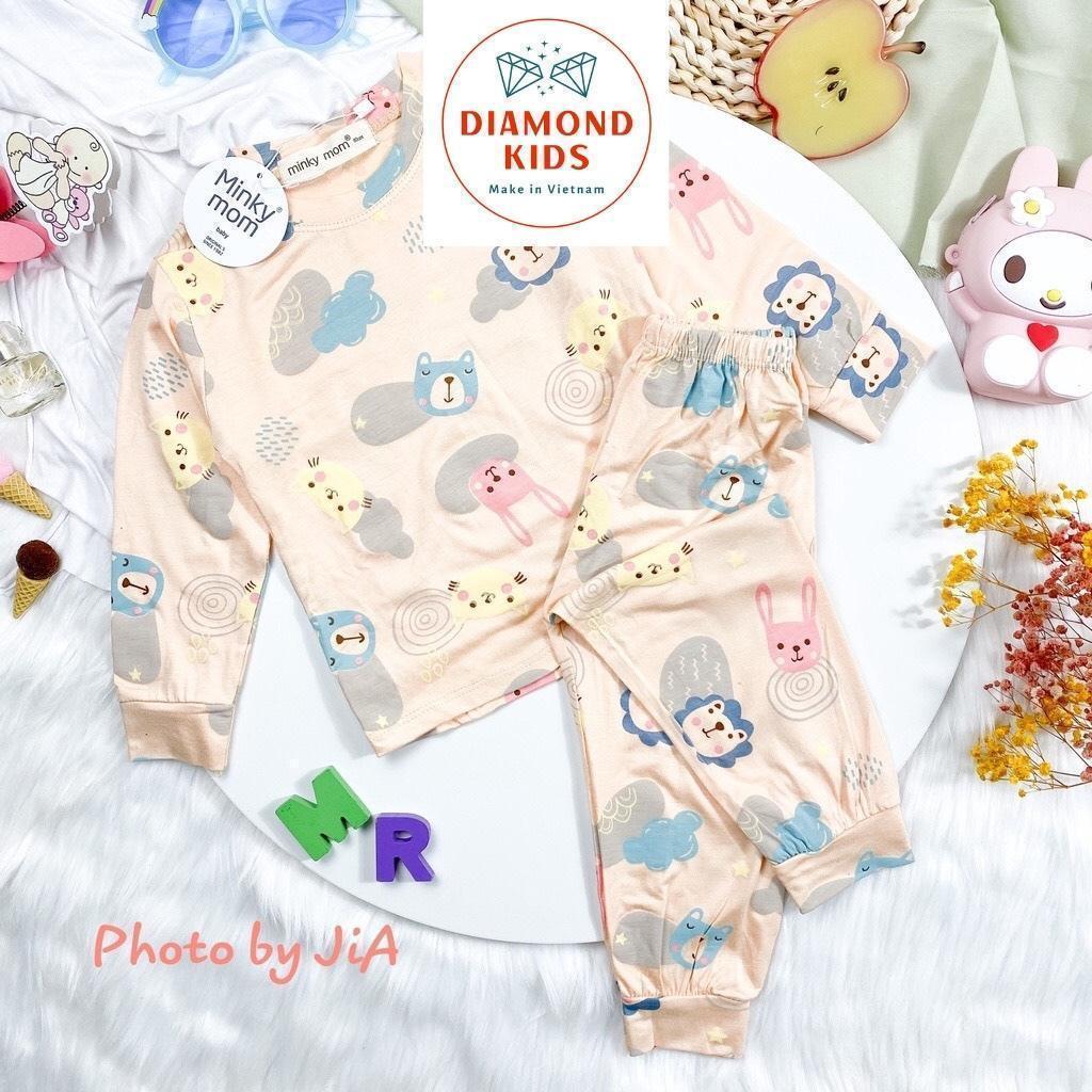 Bộ Dài Tay MINKY MOM Thun Lạnh, Quần Áo Trẻ Em Bé Trai Bé Gái In Hình Dễ Thương vải mềm mịn thoáng mát TD.1