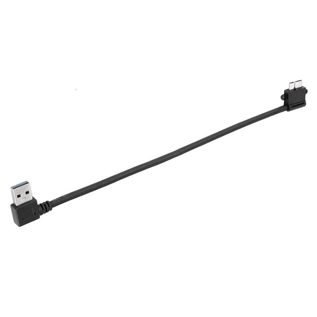 Micro USB 3.0 Cable, Right Angle USB 3.0 Type A to Micro B Cable for Galaxy S5, Note 3, Camera, Hard Drive And More 25cm Black