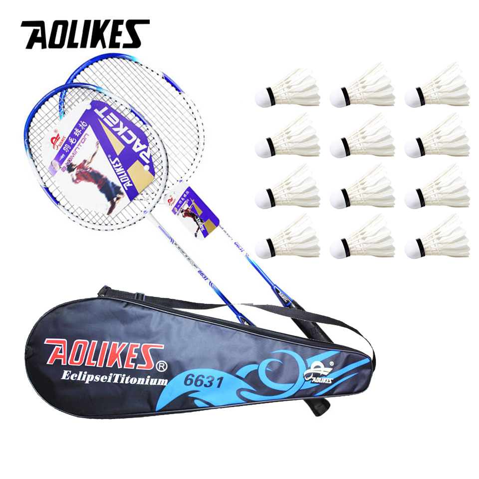 Combo 2 vợt cầu lông và hộp 12 cầu cao cấp AOLIKES A-6631-12CAU