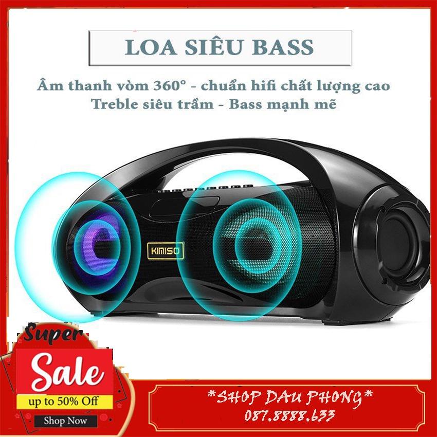 Loa Bluetooth Kimiso KM-S2 Xách Tay - Tặng Kèm Mic Hát - Siêu Bass - PIN 10000 MAh - Hàng Loại I Chuẩn