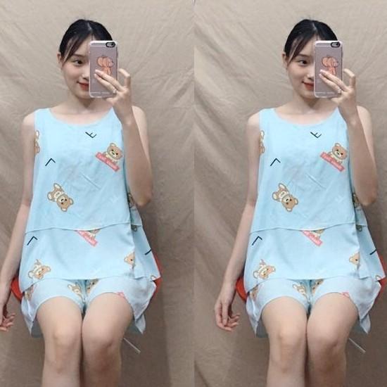 Bộ bầu mặc nhà chất lanh mát sát nách - Bộ Bầu Chất Lanh Lụa Siêu Mát - Tổng kho váy bầu
