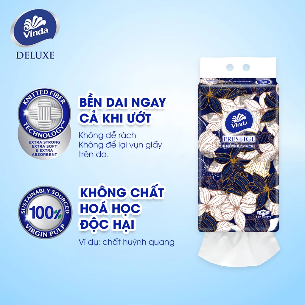 [MUA 8 GÓI KHĂN TREO TƯỜNG TẶNG 1 GÓI TREO TƯỜNG + 2 GÓI KHĂN RÚT SIZE S ] Khăn giấy treo tường cao cấp Vinda Prestige 4