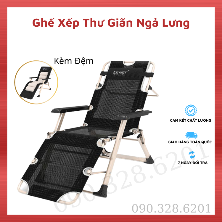 Ghế giường xếp khung thép kèm đệm, ghế xếp văn phòng ngủ trưa