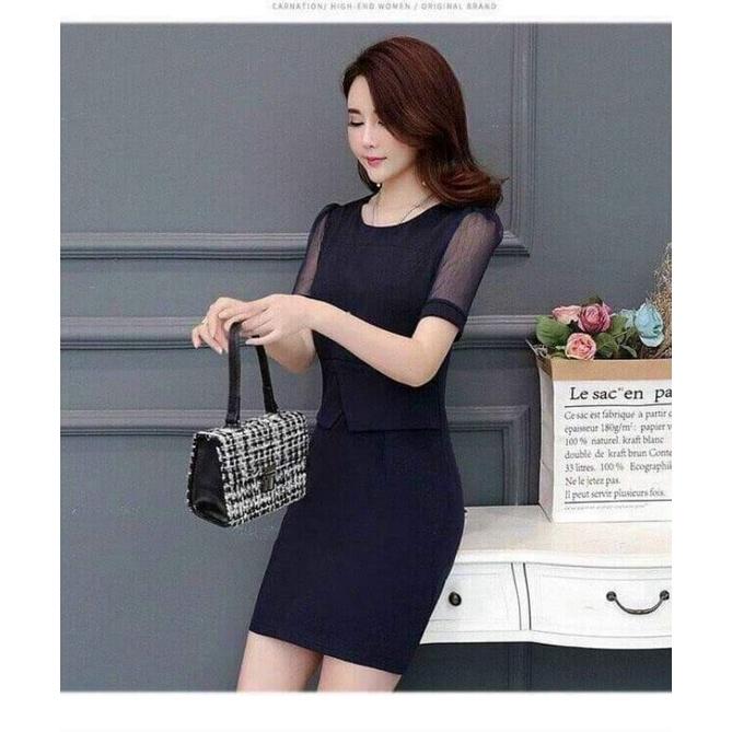 ĐẦM PEPLUM PHỐI TAY VOAN