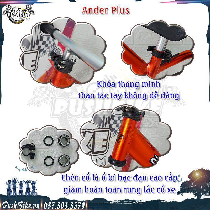 Xe thăng bằng Ander Plus cho bé từ 1.5 đến 6 tuổi - Hợp kim nhôm Aluminium, sơn anod hóa nhôm, nặng 1.9kg