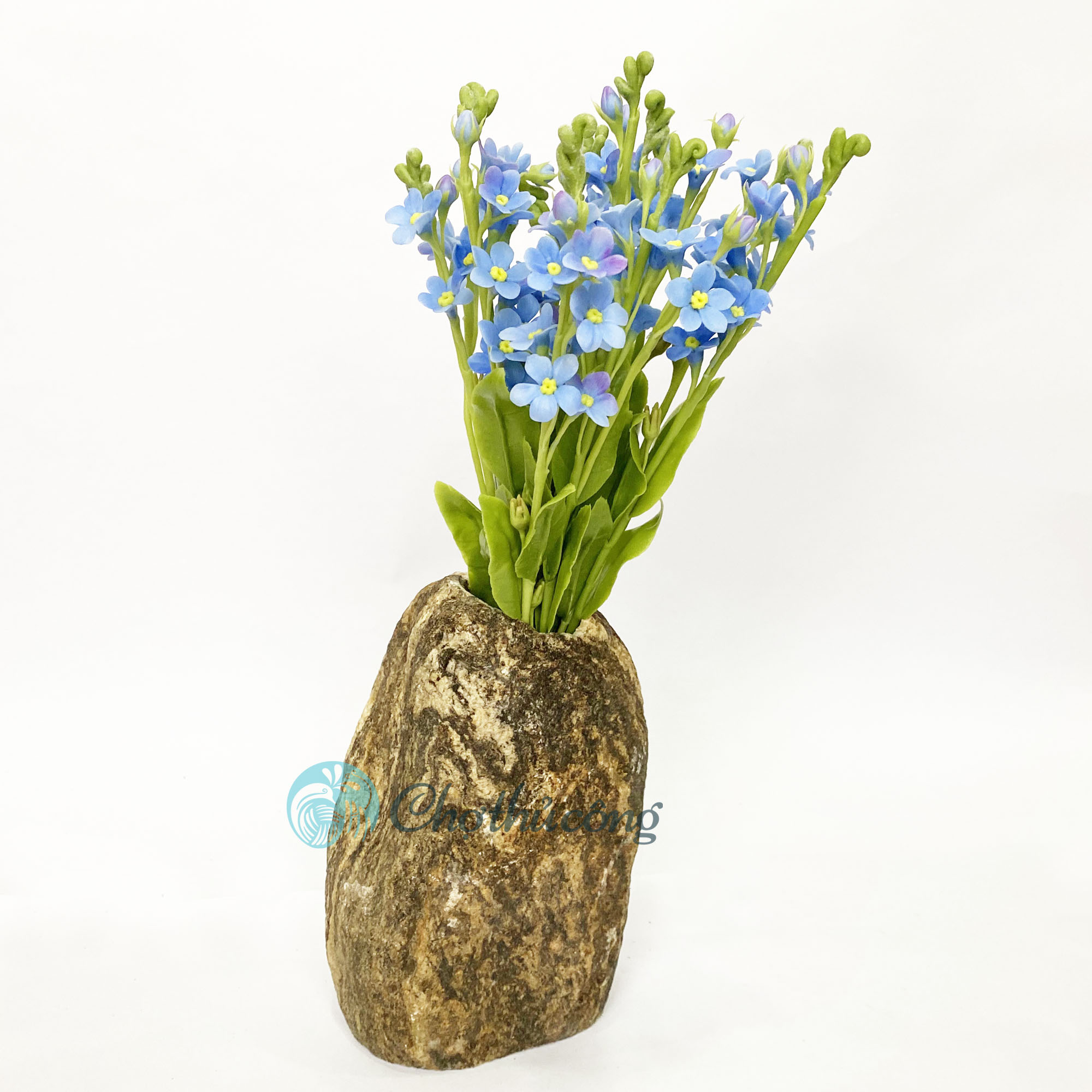 Lọ hoa đá tự nhiên dùng làm bình hoa decor, bình cắm hoa - Chậu đá cuội trang trí tiểu cảnh, bình hoa đẹp trồng bonsai
