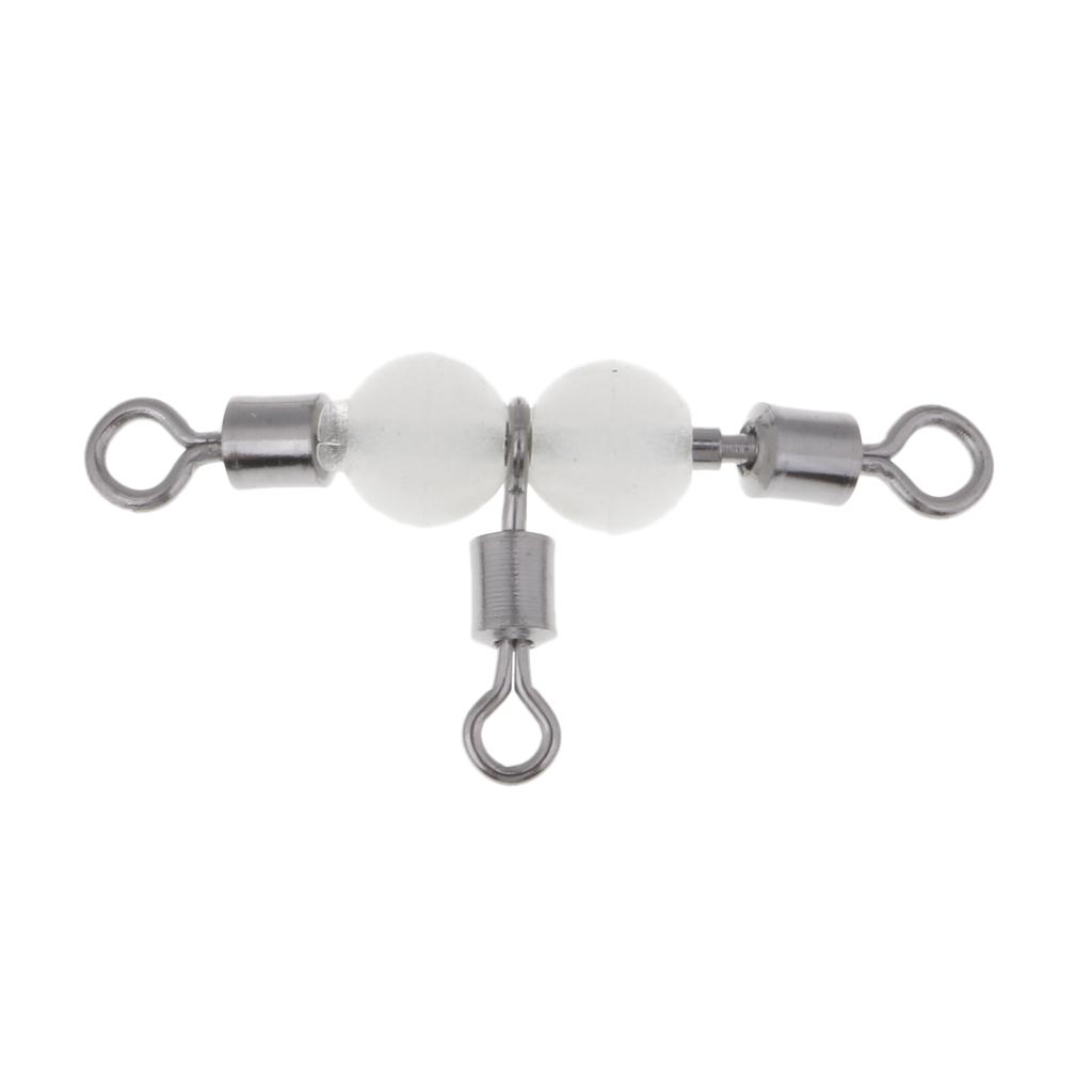 10pcs 3 Way Swivel Luminous Rolling Barrel T shape Swivel Connector 4.6cm