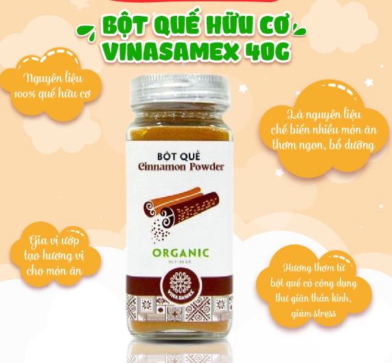 Bột quế hữu cơ Vinasamex 40g - Vinasamex Organic Cinnamon Powder 40g
