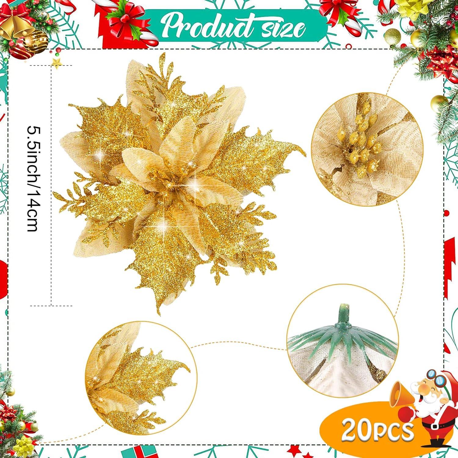 20 % trang trí Giáng sinh, hoa Giáng sinh nhân tạo, cây Giáng sinh lấp lánh, hoa nhân tạo mặt dây chuyền, cho cây Giáng sinh, vương miện, trang trí đám cưới