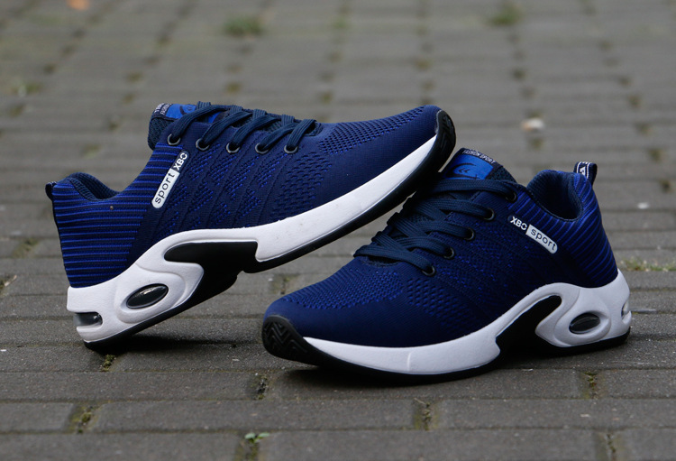 Giày thể thao buộc dây Giày sneakers thể thao nam Giày thể thao vải thoáng khí Màu đen Màu xanh G89 - Xanh - 42