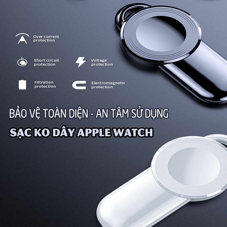 Đế Sạc Không Dây cho đồng hồ thông minh Apple Watch 38/40/42/44mm Series 1/2/3/4/5/6/Se cổng cắm USB cao cấp loại bỏ túi (Mã 887) - Trắng, Đen