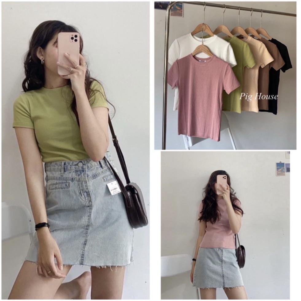 Áo phông nữ cổ tròn cộc tay vải tổ ong, áo thun nữ form rộng nhiều màu hàng đẹp chất mềm , trendy