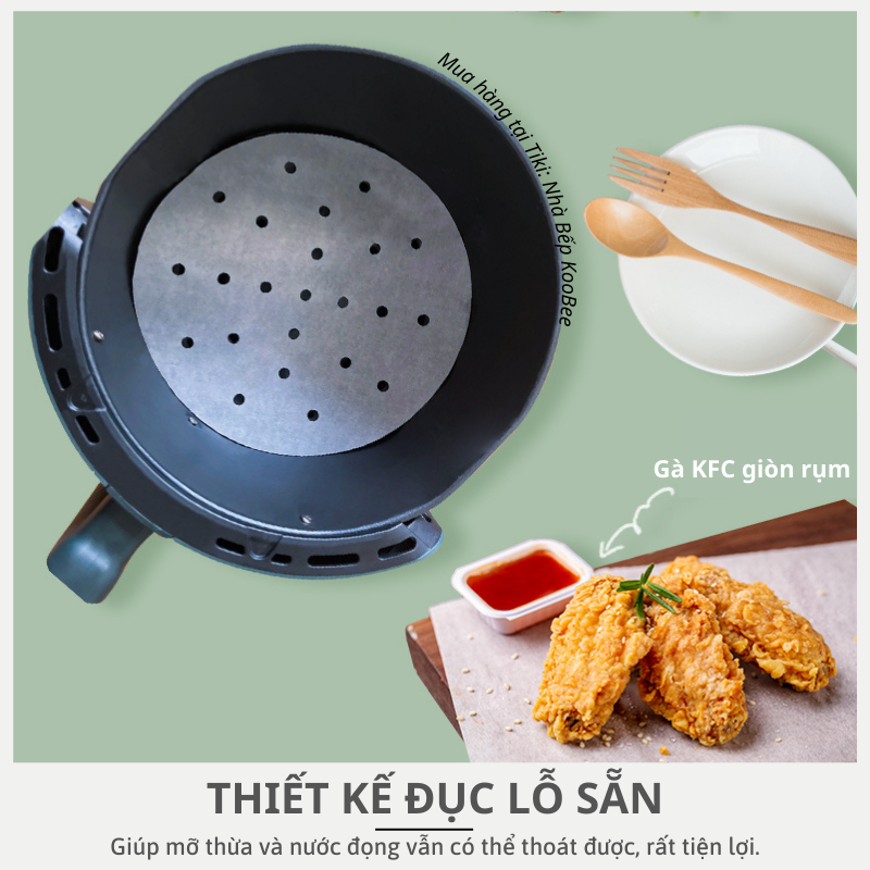 Giấy nến cho nồi chiên không dầu cắt sẵn đục lỗ chống dính chịu nhiệt - Giấy lót bánh bao lót xửng
