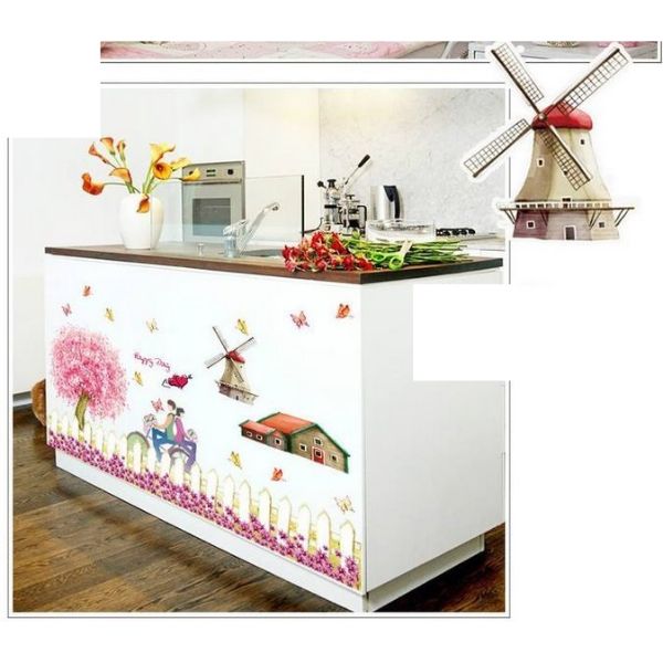 Decal dán chân tường tình nhân hồng có sẵn keo CT45
