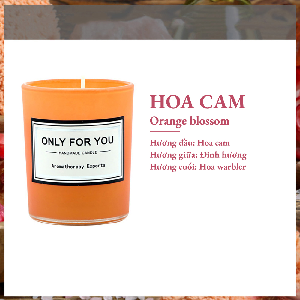 Nến thơm Only For You ly thủy tinh 50G sáp dừa, sáp đậu nành đốt không khói - tạo mùi hương làm quà tặng độc đáo