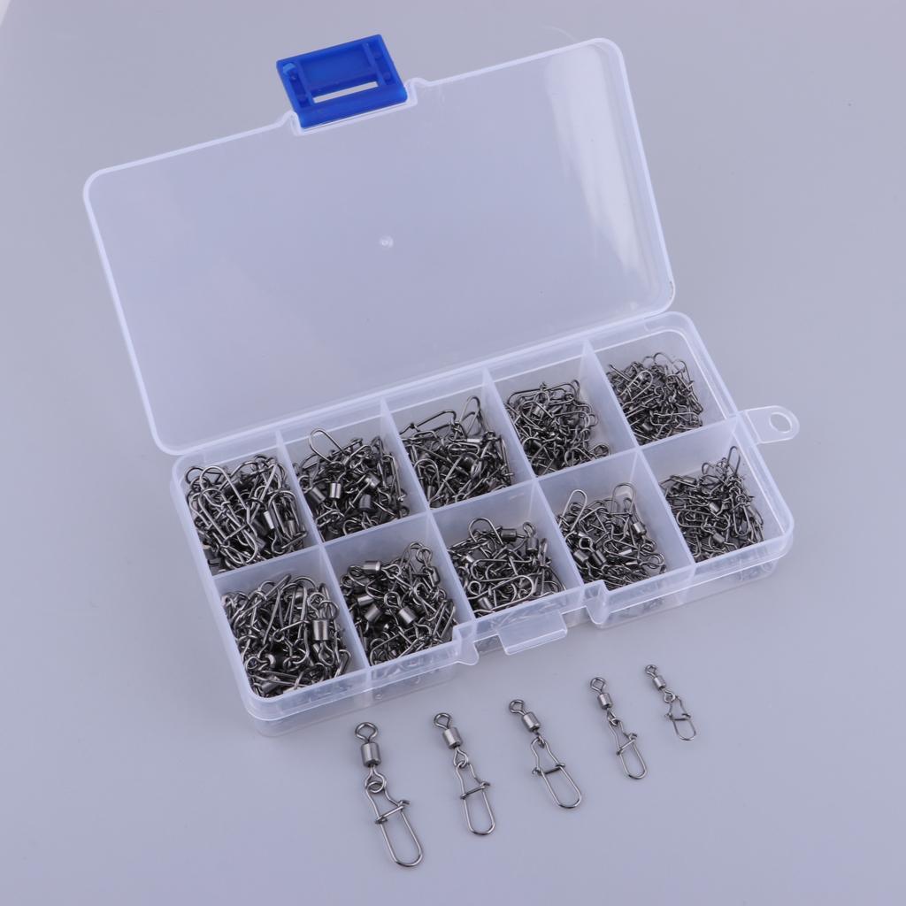 220pcs Stainless Steel Fishing Rolling Swivels with Duolock Snaps Connector