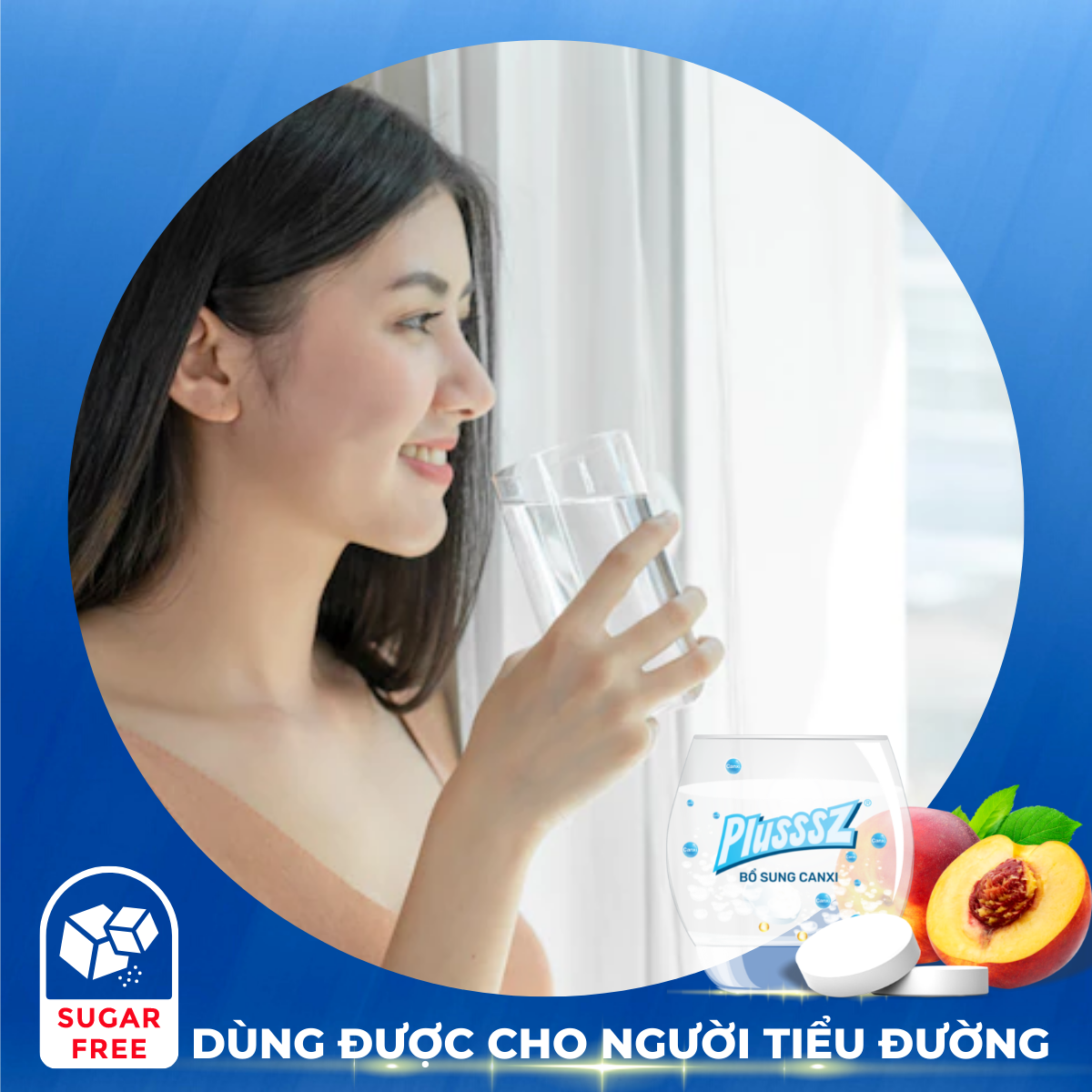 {COMBO2TUYP} Viên sủi Plusssz Calcium vị Đào và chanh dây không Đường bổ sung canxi dạng hòa tan, dễ hấp thu hỗ trợ sức khỏe xương và răng, hỗ trợ ngăn ngừa loãng xương (Tuýp 20 viên sủi)