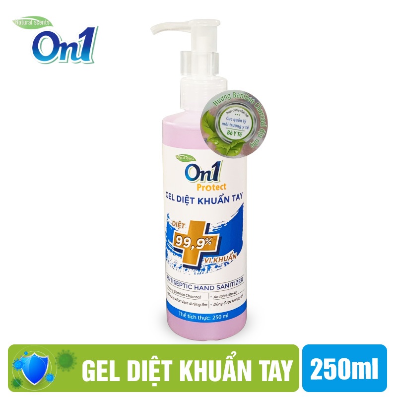 Gel Rửa Tay Khô Diệt Khuẩn On1 Protect Hương Bamboo Charcoal 250ml C0102 (Mẫu Mới 2021)