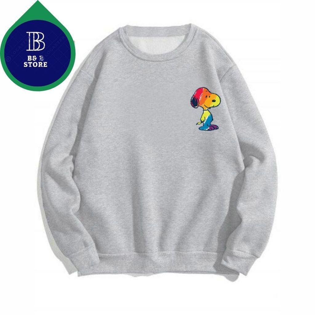 ÁO SWEATER NỈ UNISEX KHÔNG NÓN IN SNOOPE ÁO FORM RỘNG NAM NỮ NHIỀU MÀU CỰC ĐẸP