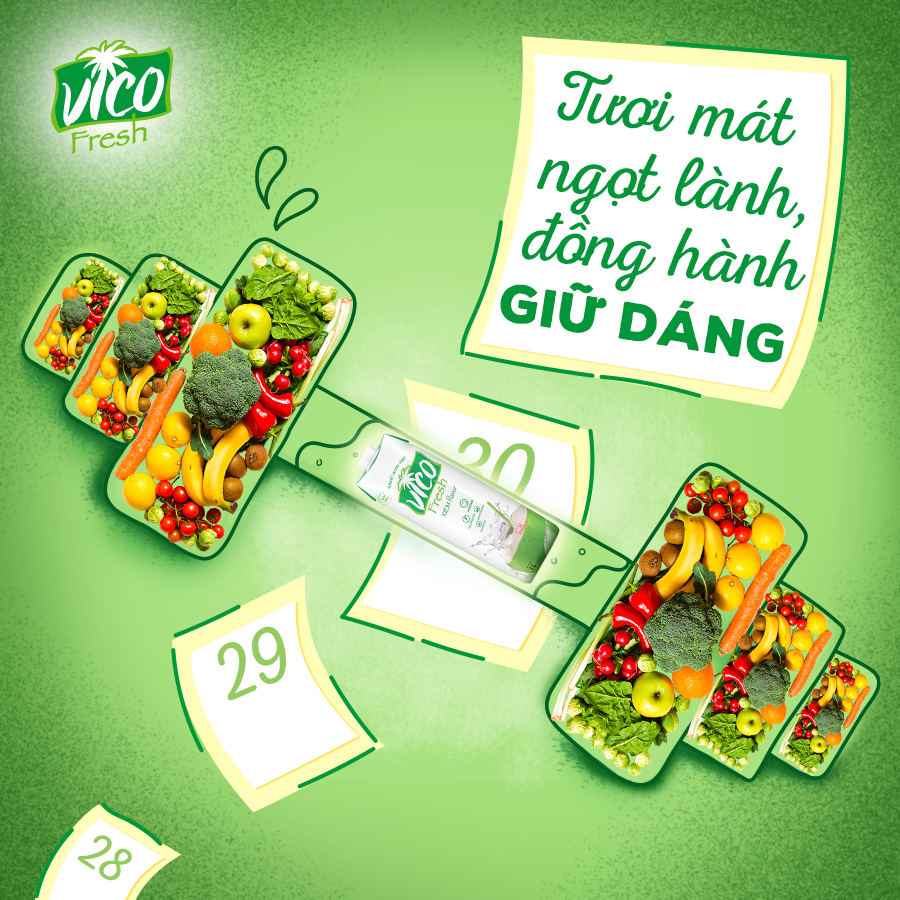 2 HỘP NƯỚC DỪA VICO FRESH 1L (1 XIÊM, 1 DỨA)