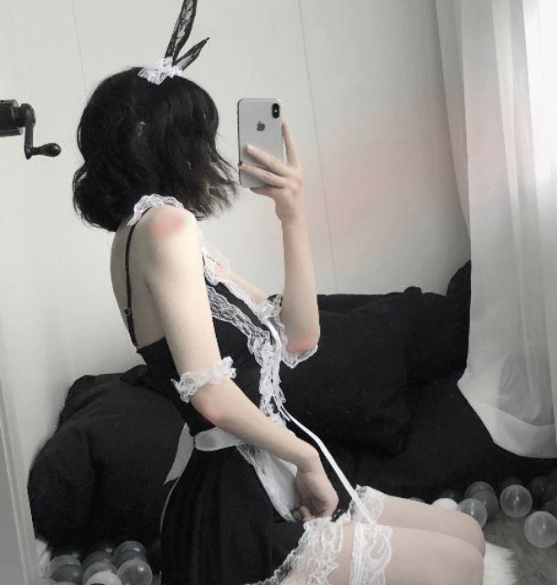 Đồ ngủ cosplay hầu gái gợi cảm - Váy ngủ Cosplay sexy lọt khe xuyên thấu