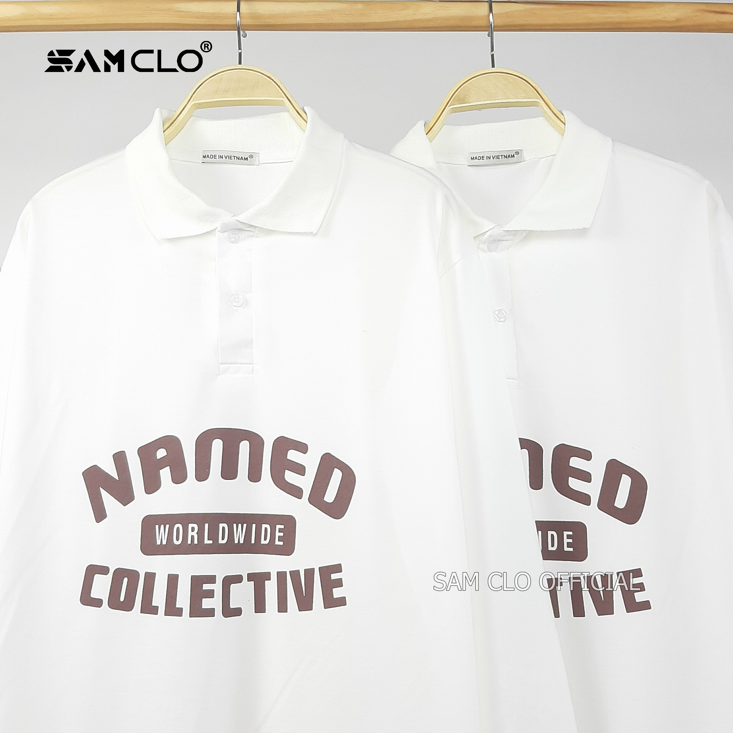 Áo thun POLO nam nữ SAM CLO tay dài freesize form rộng phong cách, dáng unisex in chữ NAMED COLLECTIVE